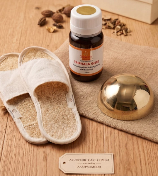 Wohlfühl-Schale + Triphala-Ghee + Luffa-Hausschuhe