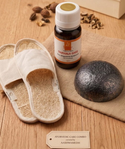 FitVital-Schale + 50ml Triphala-Ghee + Luffa-Hausschuhe